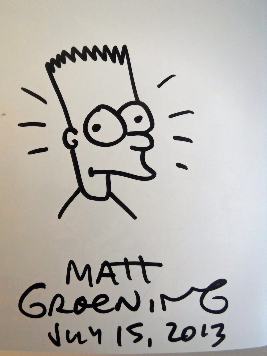 ✓ Signed Matt Groening drawing Simpsons w/Business Card PSA DNA