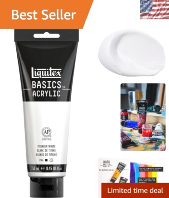 BASICS Titanium White Acrylic Paint 250ml Tube - Washable, Heavy Body Formula