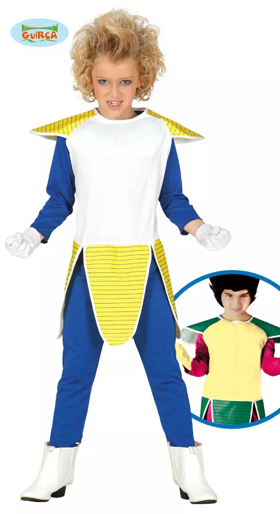 COSTUME VEGETA CARNEVALE CON PARRUCCA BAMBINO VESTITO GUIRCA