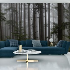 VLIES FOTOTAPETE Tapete Wandbilder XXL Wohnzimmer WALD im Nebel Natur 3D 5184