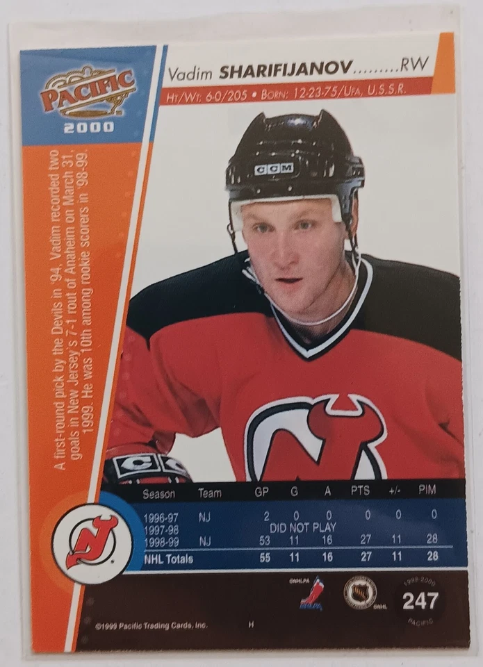 1999-00 Pacific Premiere Date Parallel Vadim Sharifijanov /46 New Jersey Devils - Image 2 of 2