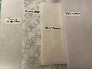 Designer Tissue Paper L'Occtane and/or Vince Camuto Different Sizes Used