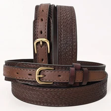 08HS HILASON Tooled Genuine Heavy-duty Leather Hand Crafted Unisex Ranger Belt