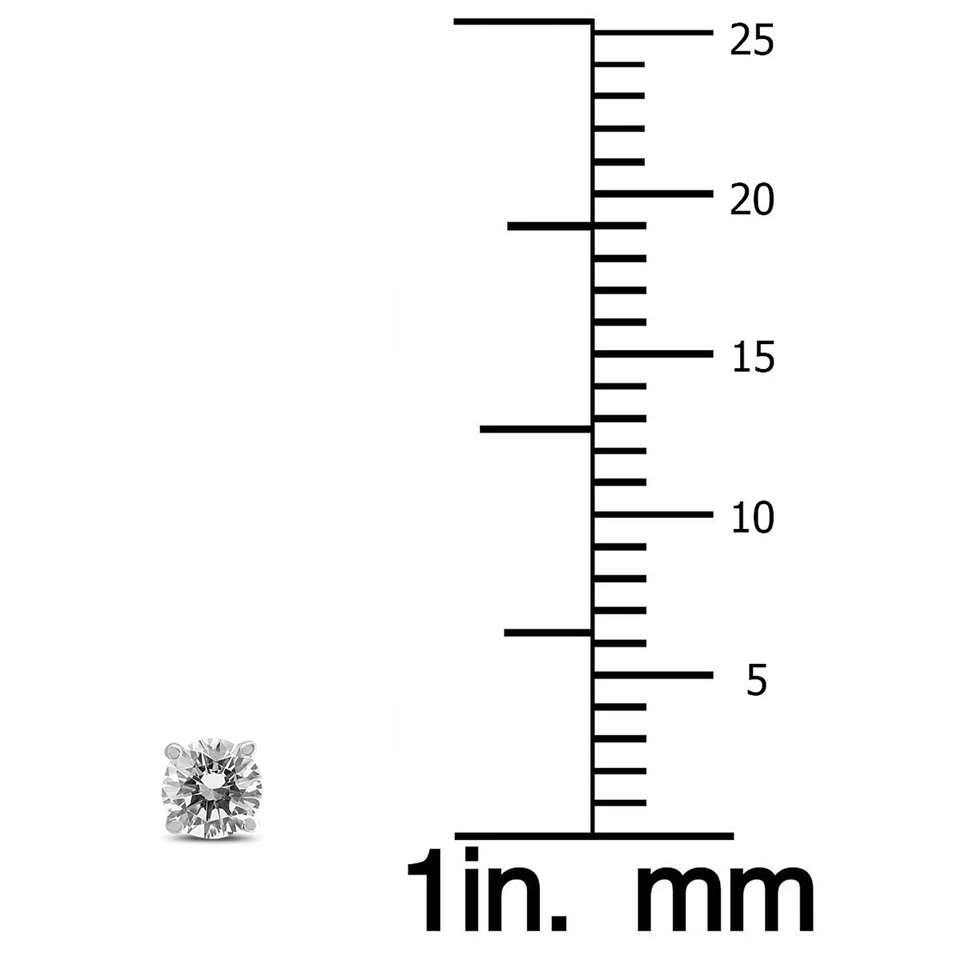 Aretes solitarios redondos de diamantes de 0,20 quilates en oro blanco de 14 k con parte posterior de silicona Foto 3 de 4