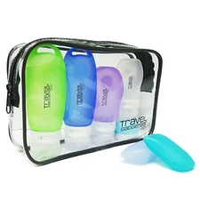Travel Bottles - TSA Approved 3 oz Travel Containers, Leakproof + Toothb. holder