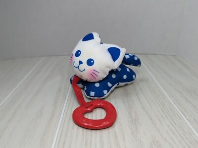 Fisher Price Plush Teether Pet Kitty Cat 1990 Red Heart Teething