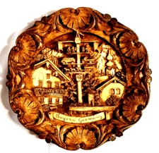 Bayern 3D Resin Faux Wood Wall Plaque Plate Hanging Germany Alps Decor Handmade