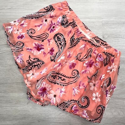Peach Love California Sheer Shorts Elastic Waist S Lounge Shorts Floral Paisley