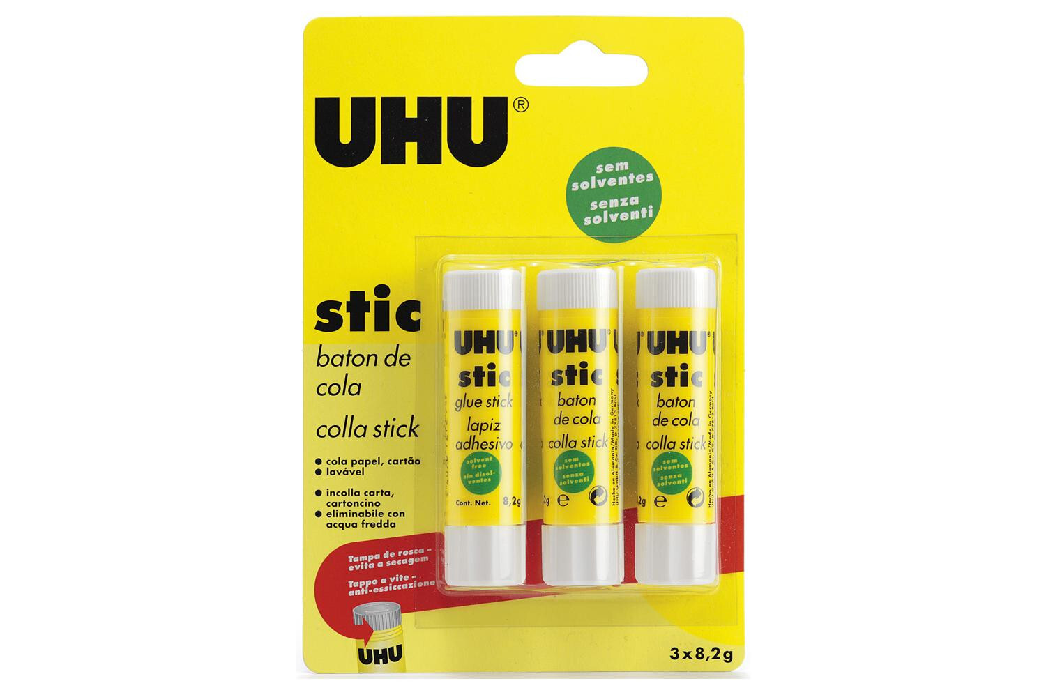 Colla Stick UHU 3 pezzi 8,2 gr
