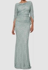 B A by Betsy  Adam Women's Blue Lace Capelet Gown Dress Petite Size 2P