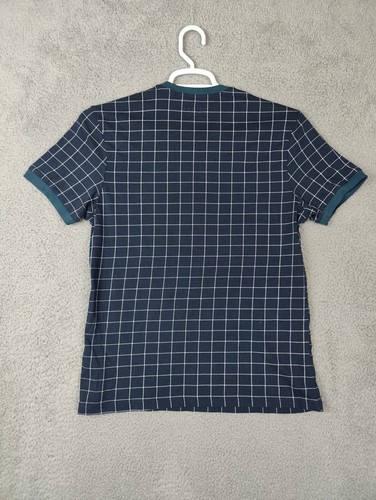 Guess shirt Mens Medium Blue Check Plaid Teal Trim Designer GUESS Los Angeles Te - Picture 12 of 16