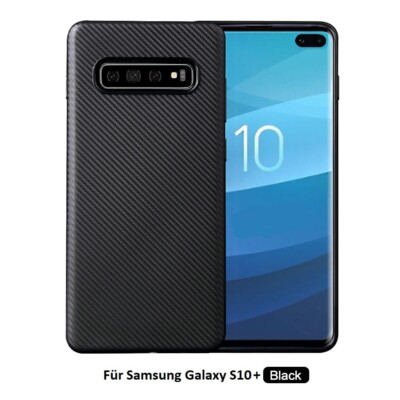 Samsung Galaxy S10+ Plus Case Handy Hülle Karbondesign Schale TPU dünn schwarz