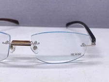 Real Horn Eyeglasses Frames Woman Rectangular Rimless Brown Horn H 04 Large