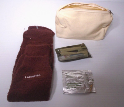 Lufthansa Airlines Kit 1980's New Sealed Toothbrush Toothpaste Tissue Slippers