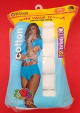 Womens Fruit Of The Loom Cotton Brief Panties Super Value 12 Pack White Size 6/M
