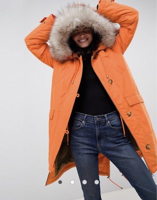 asos design parka with detachable faux fur liner