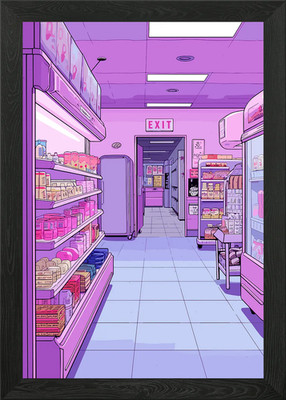 Lofi Pink Retro Framed Wall Art Poster Canvas Print Picture