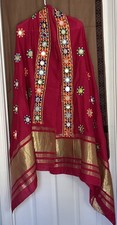 Women's Fancy Cotton Silk Dupatta with mirror Sequins One Size Color- Pink