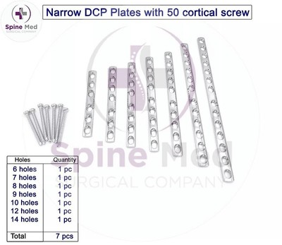 Veterinary Narrow DCP Plate Kit Includes 50 Cortex Screws & Instruments