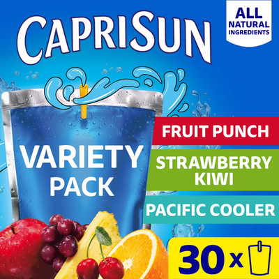 Capri Sun Fruit Punch, Strawberry Kiwi & Pacific Cooler Juice 30 ct Box, 6 fl oz
