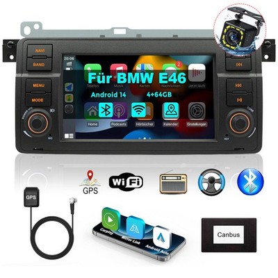 Für BMW E46 3er 318 320 325 M3 DSP USB Android 14 4+64GB Autoradio GPS Navi RDS
