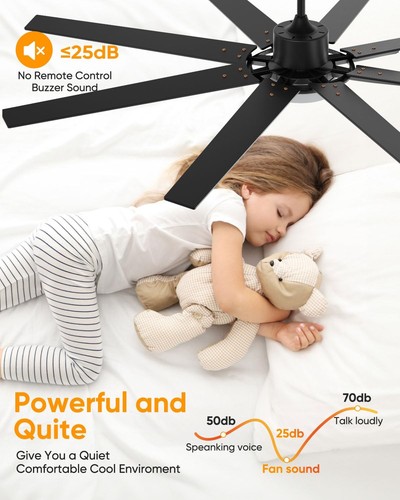 Ventiladores de techo grandes de 72 pulgadas con luces y ventilador de techo remoto interior/exterior... - Imagen 5 de 7