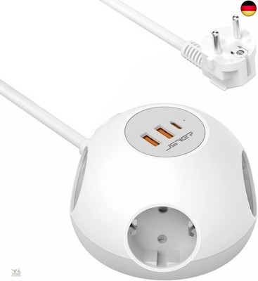 4 Fach Steckdosenleiste USB,JSVER Mehrfachsteckdose(3680W) mit 2 USB A und 1 PD