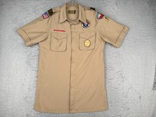 Boy Scouts of America Shirt Adult Small Beige Vented 100 Polyester Button Up AZ