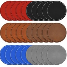 Dunzy 30 Pcs Blank Leather Hat Patches with Adhesive 2.5 inches, Multicolor