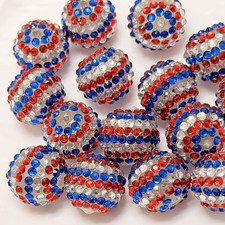 30Pcs Rhinestone Beads 20Mm Acrylic Sparkling Beads for Jewelry Making Baseball