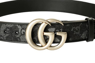 Gucci Leather & Canvas Double G Buckle Floral Print Belt US 36 IT