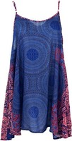 Boho Mandala Minikleid, TräGerkleid, Strandkleid - Dunkelblau/Fuchsia