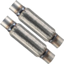 2pcs Heavy Duty Exhaust Flex Pipe Stainless Steel Double Braid 3"x 10" Overal...