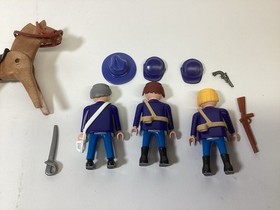 Playmobil 3 Union Yankee Civil War Soldiers From Western City Set 70944 HTF