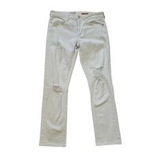 Pilcro Size 28 Anthropologie White Distressed Slim Boyfriend Crop Jeans
