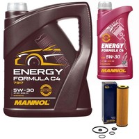 MotoröL Set Mannol 5W30 C4 API SN 6 Liter + ÖLfilter FüR Mercedes C-Klasse CLK