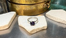 Genuine 925 Sterling Silver Created Purple Crystal Gemstone Ring