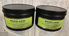 Trader Joe's Woodlands Scented Candle Soy Wax Coconut Oil Lot of 2 5.64oz each
