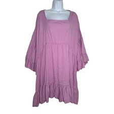 Free People Beach El Mar Mini Dress Purple Violet MEDIUM Oversize Babydoll flowy