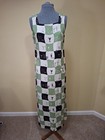 Vtg Weekend Traffic Dress M Retro Tiki Mod Cocktail Print Checkerboard 90s-Y2K