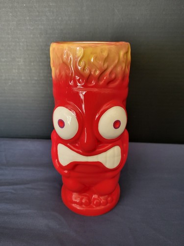 Tikis Bar And Grill Waikiki Hawaii Red And Yellow Tiki Glass Tumbler NICE! - Picture 1 of 7