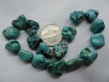 8 1/4" Strand Turquoise Nugget Stone Beads 10-13.75mm Long A990 DNG