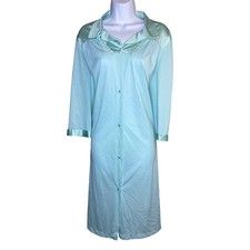 Vanity Fair Vtg L/S Nightgown Medium EUC Blue Button Down Modest,Sleepwear