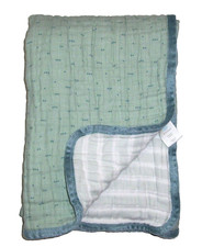 Cloud Island Multi Layer Cotton Muslin Baby Quilt Blanket Green White Dot Stripe