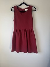 Ganni Textured Fit & Flare Mini Dress Size M Red Sleeveless Skater Scandinavian