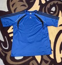 Adidas Mesh Knit Breathable Gym Workout Active Wear Blue White Shirt Men s XL