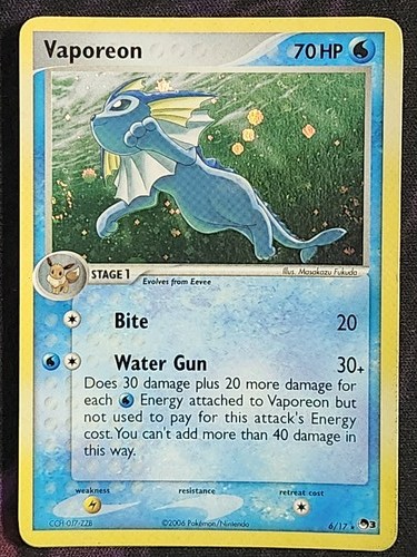 Pokemon Vaporeon 6/17 (MP) Pop Series 3 POP