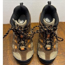 Merrell Chameleon 4 Mid Vent Kids Walnut Hiking Boots Brown Orange Size 3.5