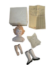 Vintage Doll Parts Porcelain Head Legs Arms