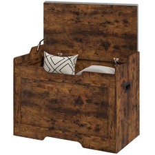 HOMCOM Panca Contenitore da 103L e Cuscino in Tessuto 75x40x56 cm color Legno